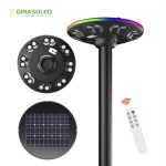 UFO， solar garden light, solar yard light, solar lighting, Solar smart light, waterproof, dust proof, tough weather resistance, IP65, RGB decorative ring, ultra bright LEDs. motion sensor control, remote controller