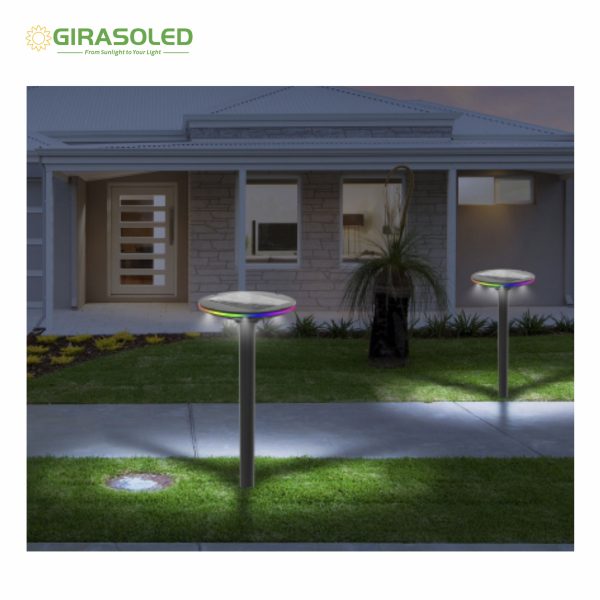 UFO， solar garden light, solar yard light, solar lighting, Solar smart light, waterproof, dust proof, tough weather resistance, IP65, RGB decorative ring, ultra bright LEDs. motion sensor control, remote controller