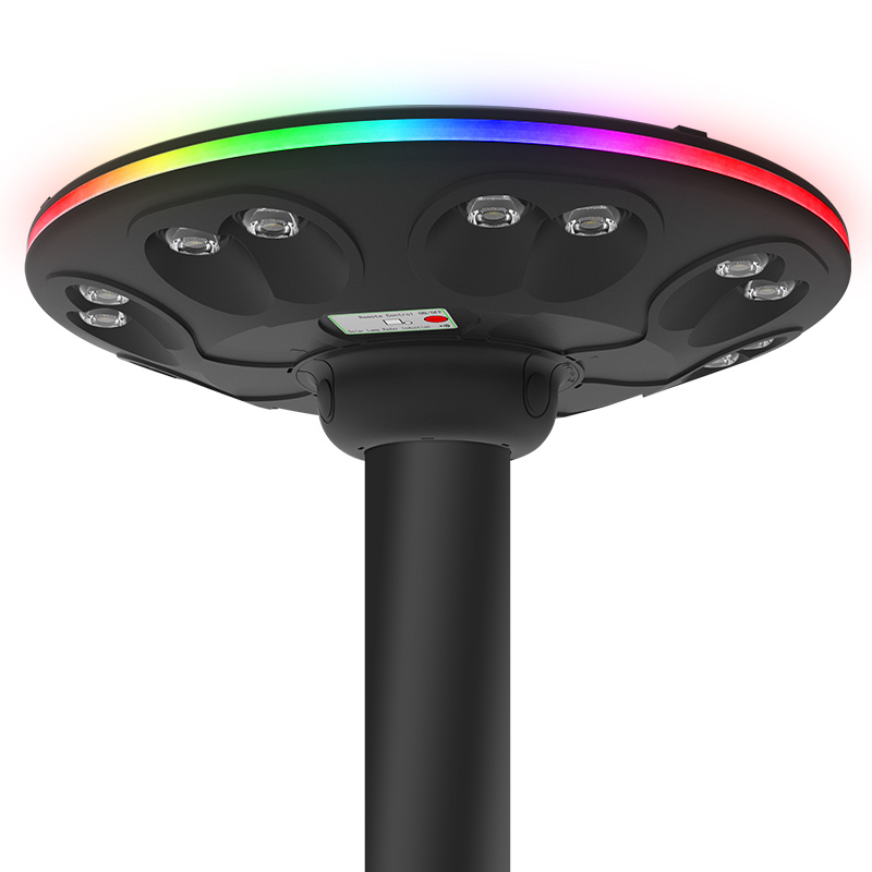 UFO, solar garden light, solar yard light, solar lighting, Solar smart light, waterproof, dust proof, tough weather resistance, IP65, RGB decorative ring, ultra bright LEDs. motion sensor control, remote controller