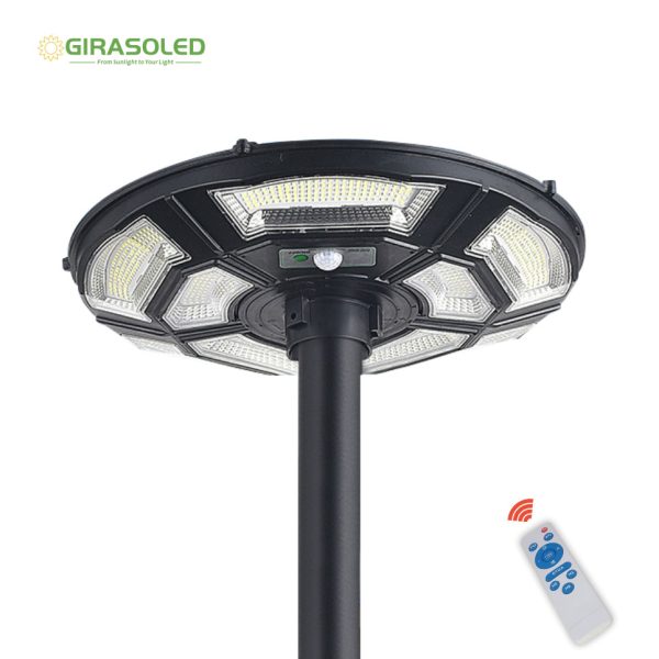 UFO， solar garden light, solar yard light, solar lighting, Solar smart light, waterproof, dust proof, tough weather resistance, IP65, RGB decorative ring, ultra bright LEDs. motion sensor control, remote controller
