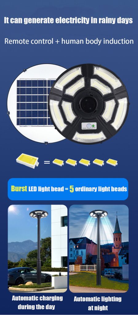 UFO, solar garden light, solar yard light, solar lighting, Solar smart light, waterproof, dust proof, tough weather resistance, IP65, RGB decorative ring, ultra bright LEDs. motion sensor control, remote controller